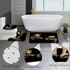 3pcs Crown Letter Bathroom Rug Set Non-Slip