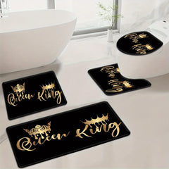 3pcs Crown Letter Bathroom Rug Set Non-Slip
