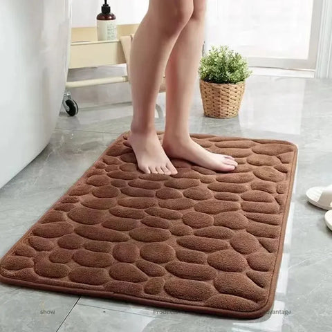 3D Non Slip Bathroom Mat Cobblestone